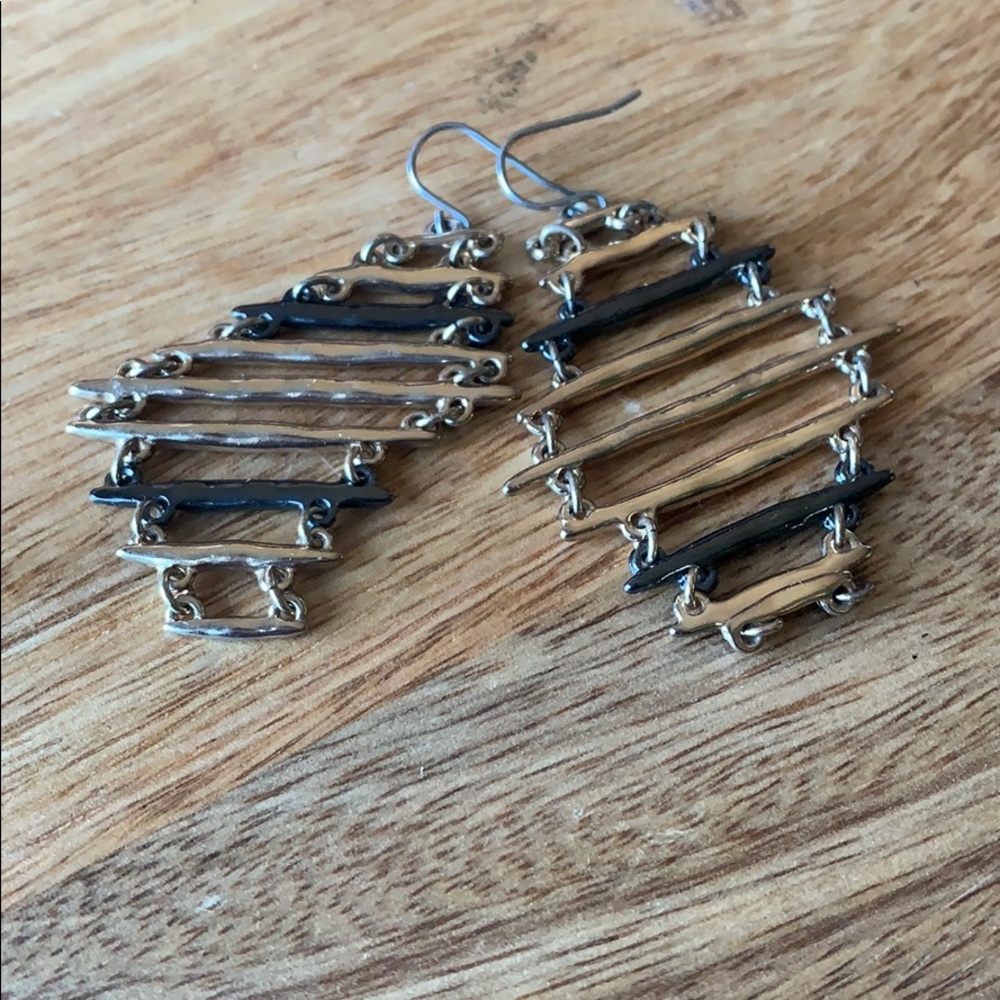 Express gold and dark gray chandelier earring